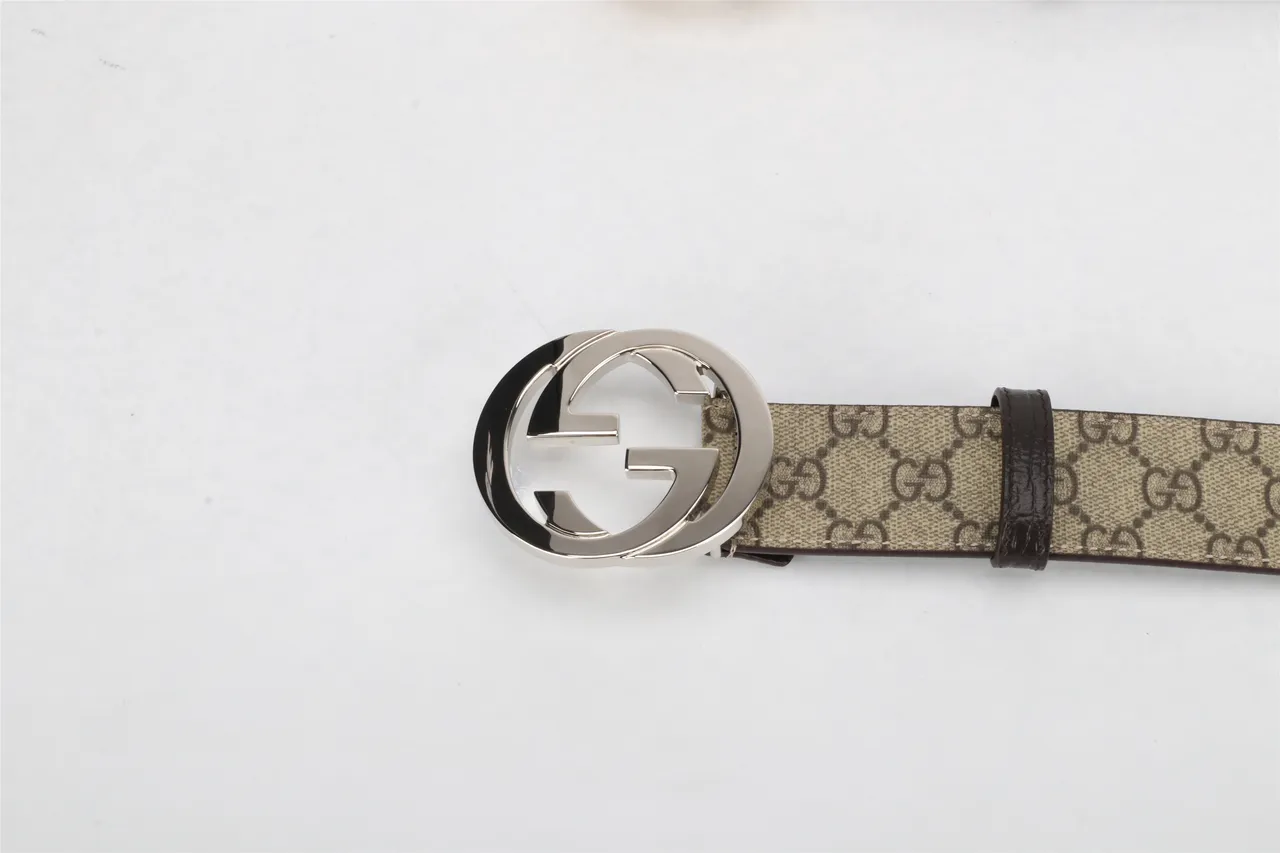 Gucci Double G Belt Beige and Black Monogram Canvas Leather Belt 6