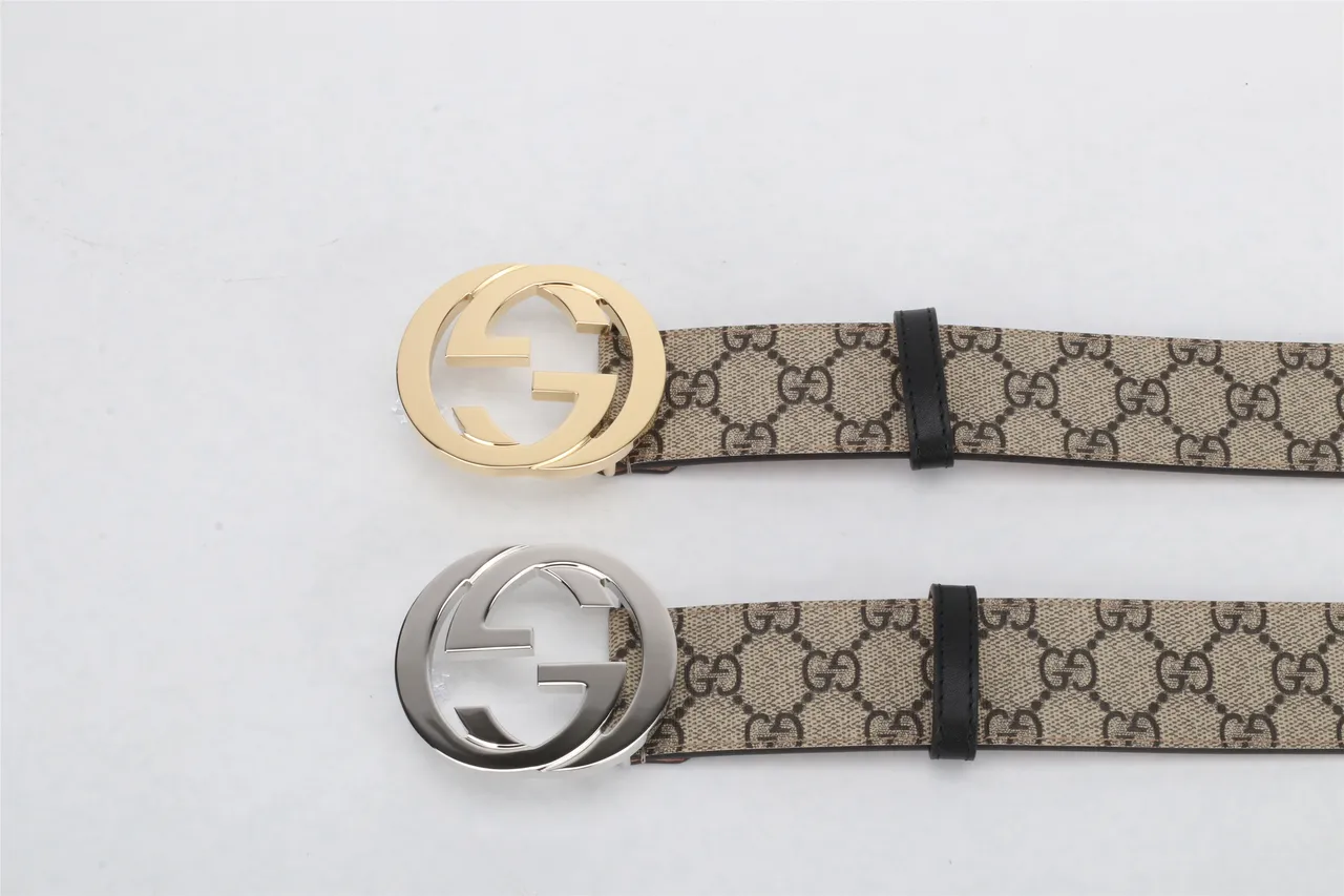 Gucci Double G Belt Beige and Black Monogram Canvas Leather Belt 13