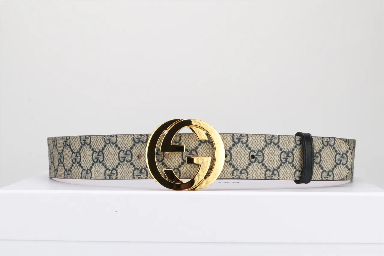 Gucci Double G Belt Beige and Black Monogram Canvas Leather Belt 22
