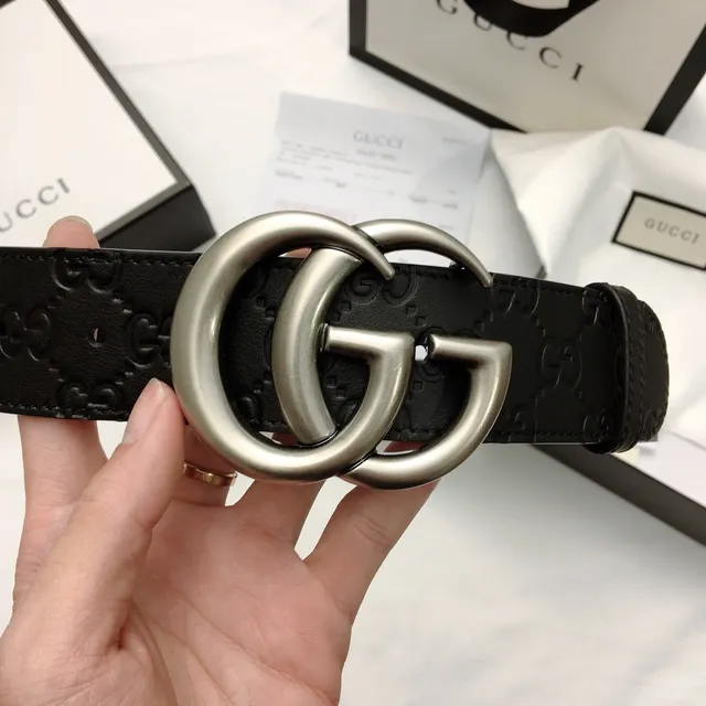 Gucci Double G Belt Black Embossed GG Leather Belt 4