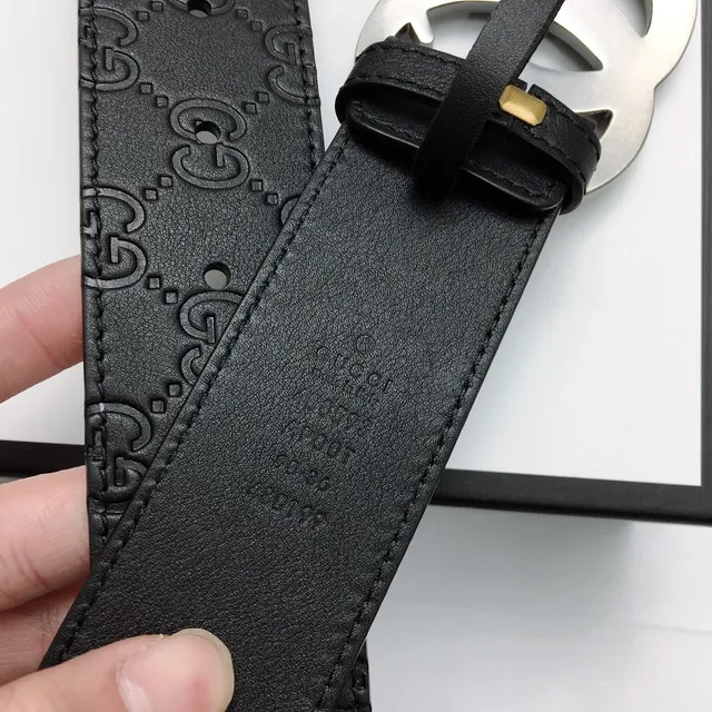 Gucci Double G Belt Black Embossed GG Leather Belt 7