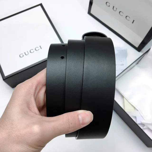 Gucci Double G Belt Black Silver Interlocking Buckle Smooth Leather Belt 2