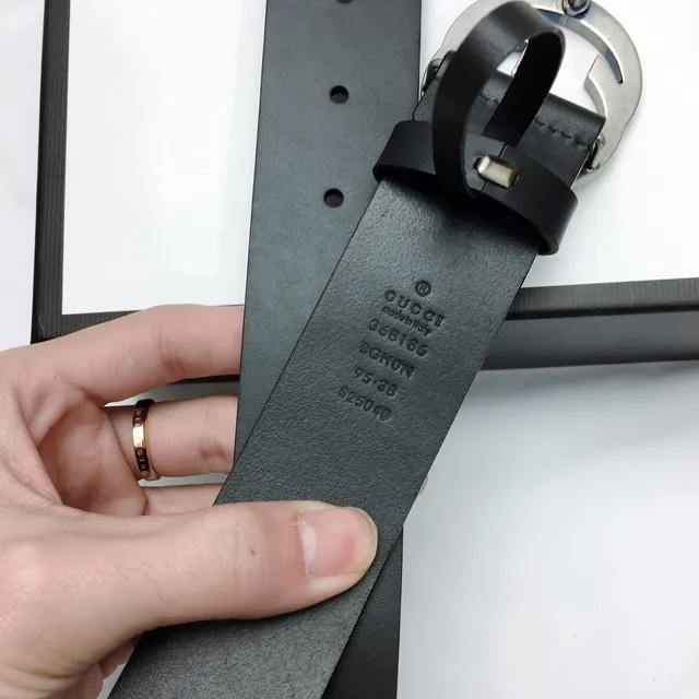 Gucci Double G Belt Black Silver Interlocking Buckle Smooth Leather Belt 7