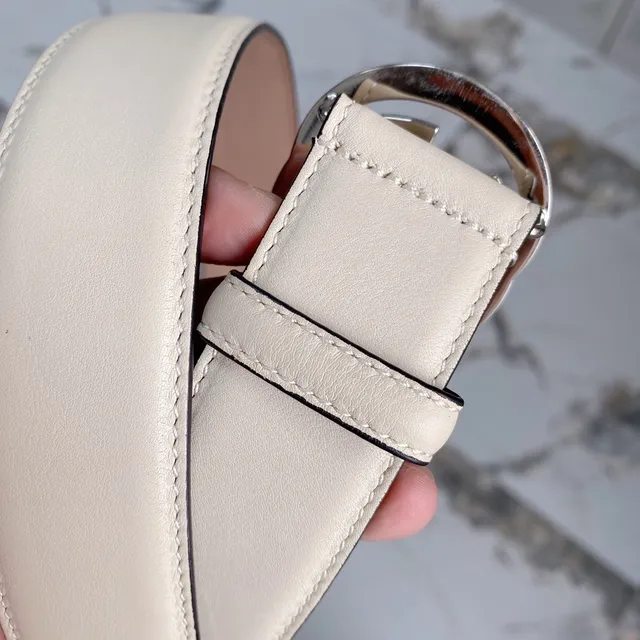 Gucci Double G Belt Cream Leather Belt 9