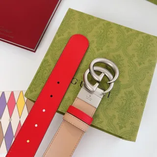 Gucci Double G Belt Red and Beige Leather Belt