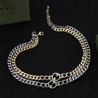 Gucci Double G Collier Chaîne Bicolore Or et Argent