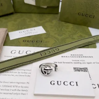Gucci Double G Interlocking Logo Silver Ring
