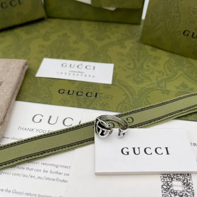 Gucci Double G Interlocking Logo Silver Ring 4