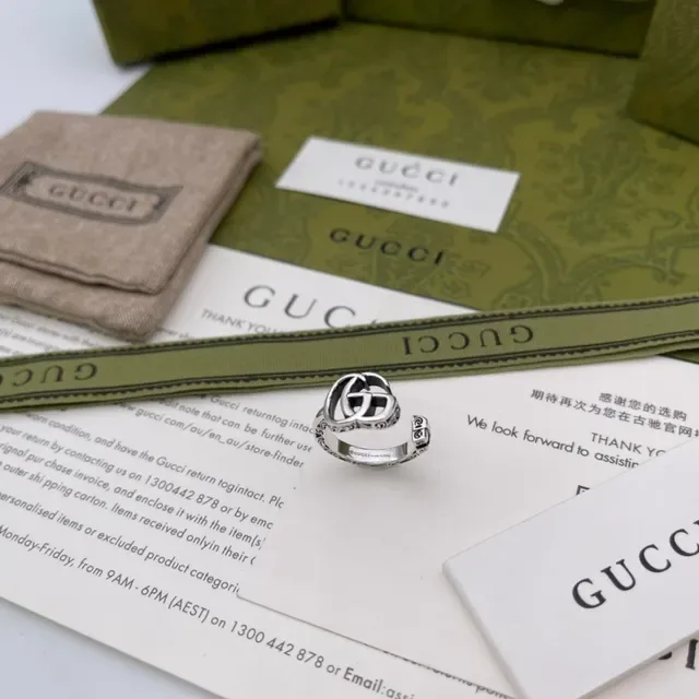 Gucci Double G Interlocking Logo Silver Ring 9