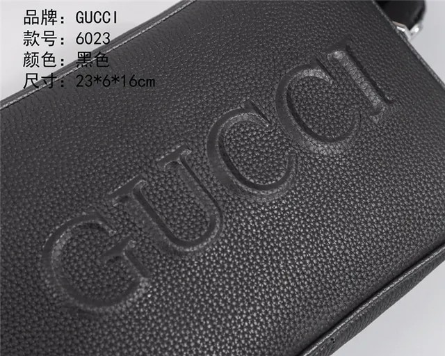 Gucci Embossed Logo Bolsa Cruzada Couro Preto Texturizado 6