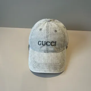 Gucci Embroidered Light-Washed Denim Baseball Cap