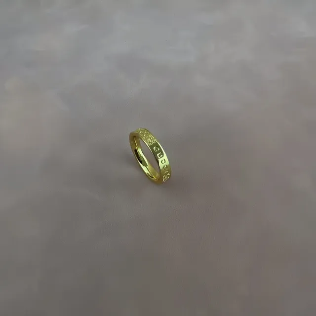 Gucci Engraved Logo and Pixel Pattern Silver Ring 2