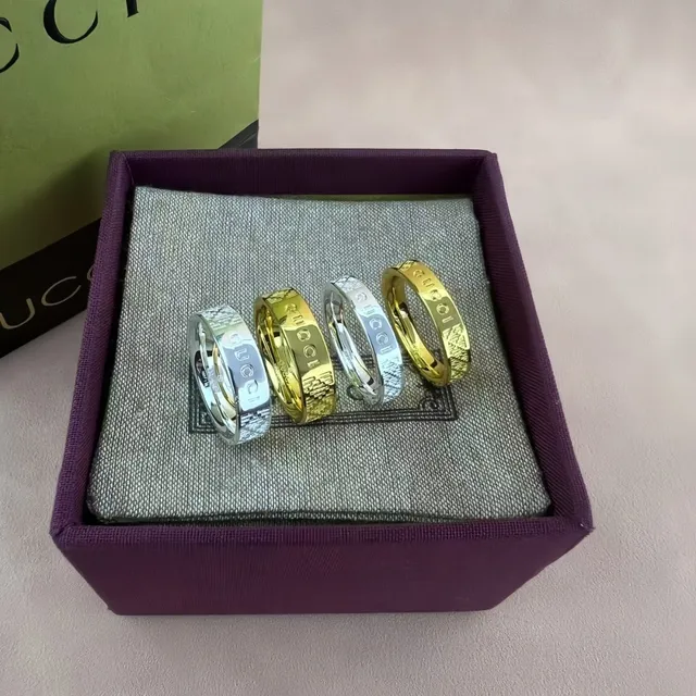 Gucci Engraved Logo and Pixel Pattern Silver Ring 8