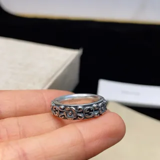 Gucci Floral and Interlocking G Oxidized Silver Ring