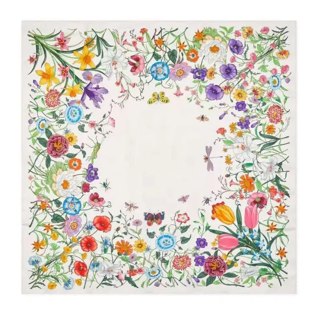 Gucci Ilustração Botânica Floral Lenço de Seda 1