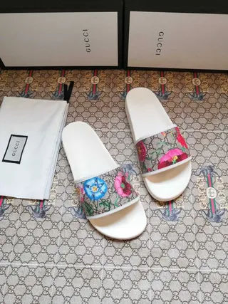 Gucci Floral Print GG Canvas Slide Slippers 3