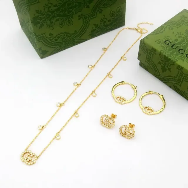 Gucci GC Running Pavé Interlocking GG Hoop Earrings 2