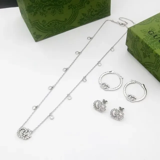 Gucci GC Running Pavé Interlocking GG Hoop Earrings 4