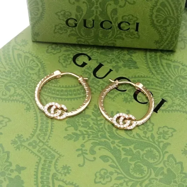 Gucci GC Running Pavé Interlocking GG Hoop Earrings 6