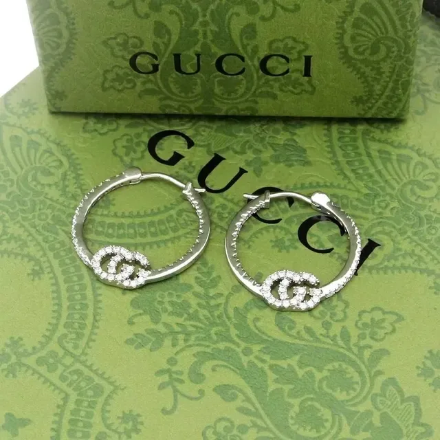 Gucci GC Running Pavé Interlocking GG Hoop Earrings 7