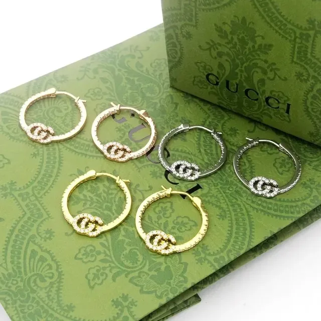 Gucci GC Running Pavé Interlocking GG Hoop Earrings 8