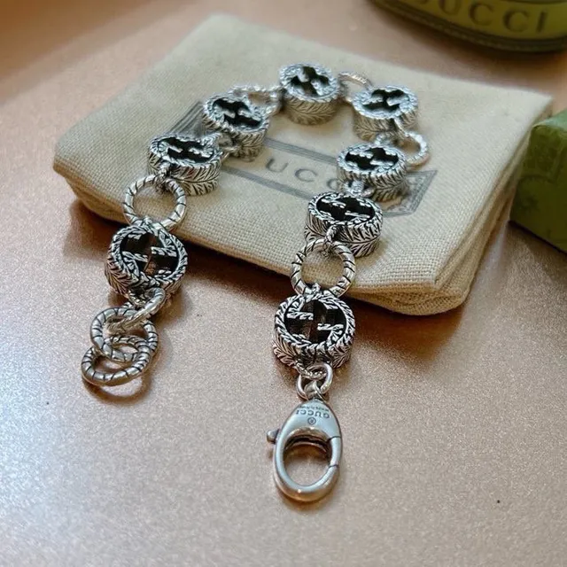 Gucci GG Marmont Black Enamel and Silver-Tone Link Bracelet 7