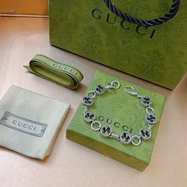 Gucci GG Marmont Black Enamel and Silver-Tone Link Bracelet 8