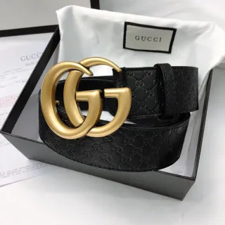 Gucci GG Marmont Black GG-Embossed Leather Belt