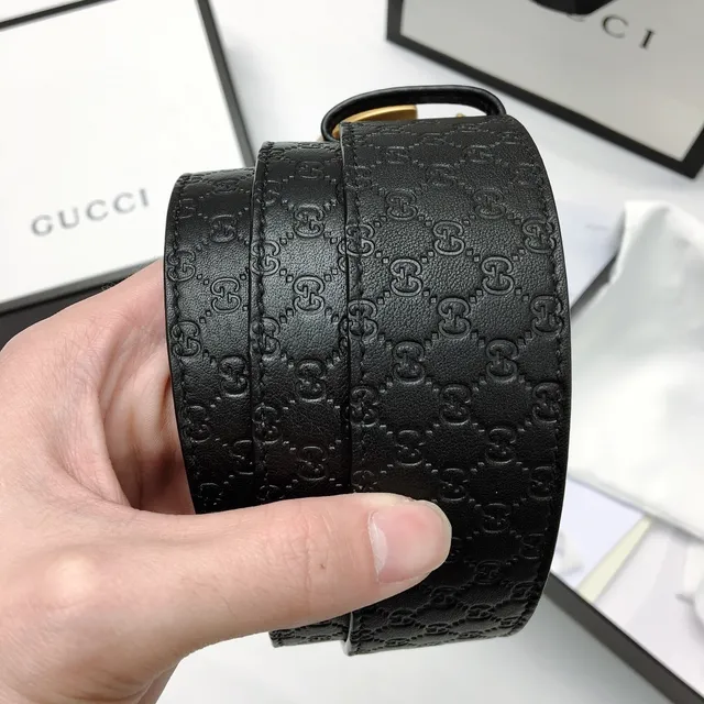 Gucci GG Marmont Black GG-Embossed Leather Belt 2