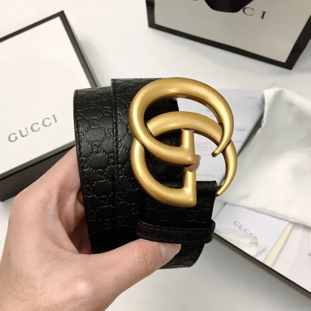 Gucci GG Marmont Black GG-Embossed Leather Belt 3
