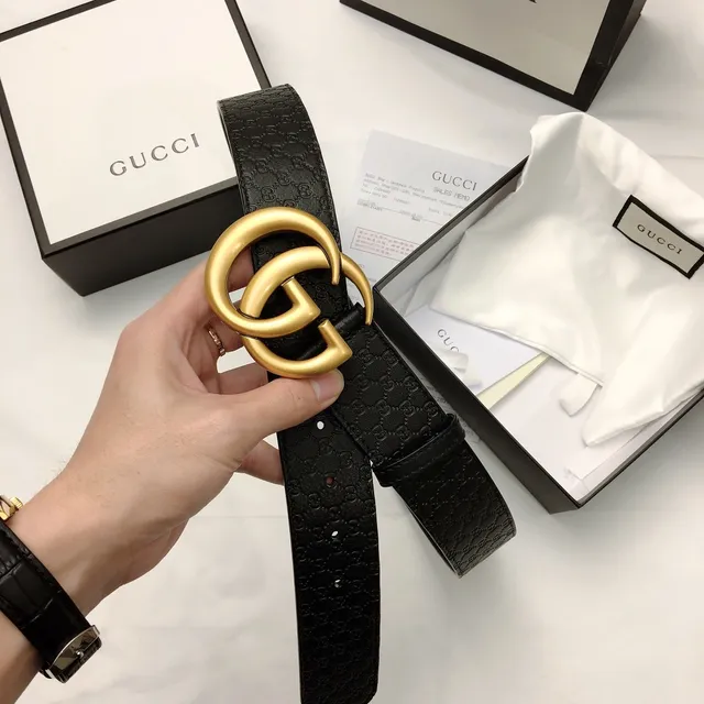 Gucci GG Marmont Black GG-Embossed Leather Belt 6