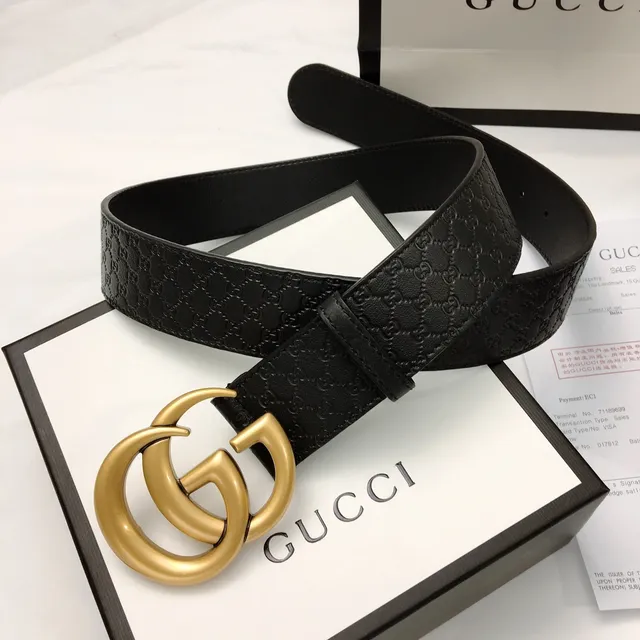 Gucci GG Marmont Black GG-Embossed Leather Belt 9