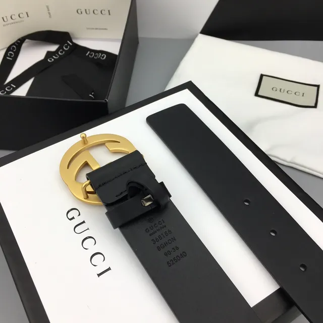 Gucci GG Marmont Black Gold Interlocking G Buckle Smooth Leather Belt 8