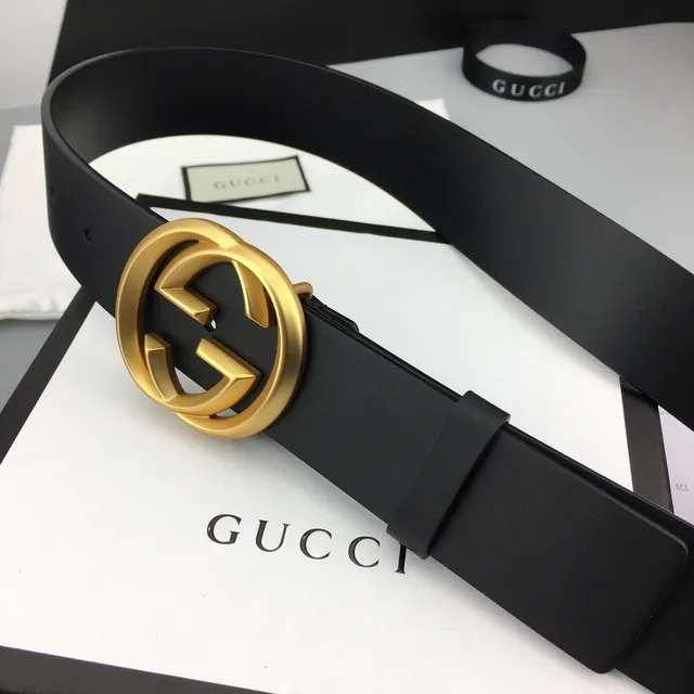 Gucci GG Marmont Black Gold Interlocking G Buckle Smooth Leather Belt 9