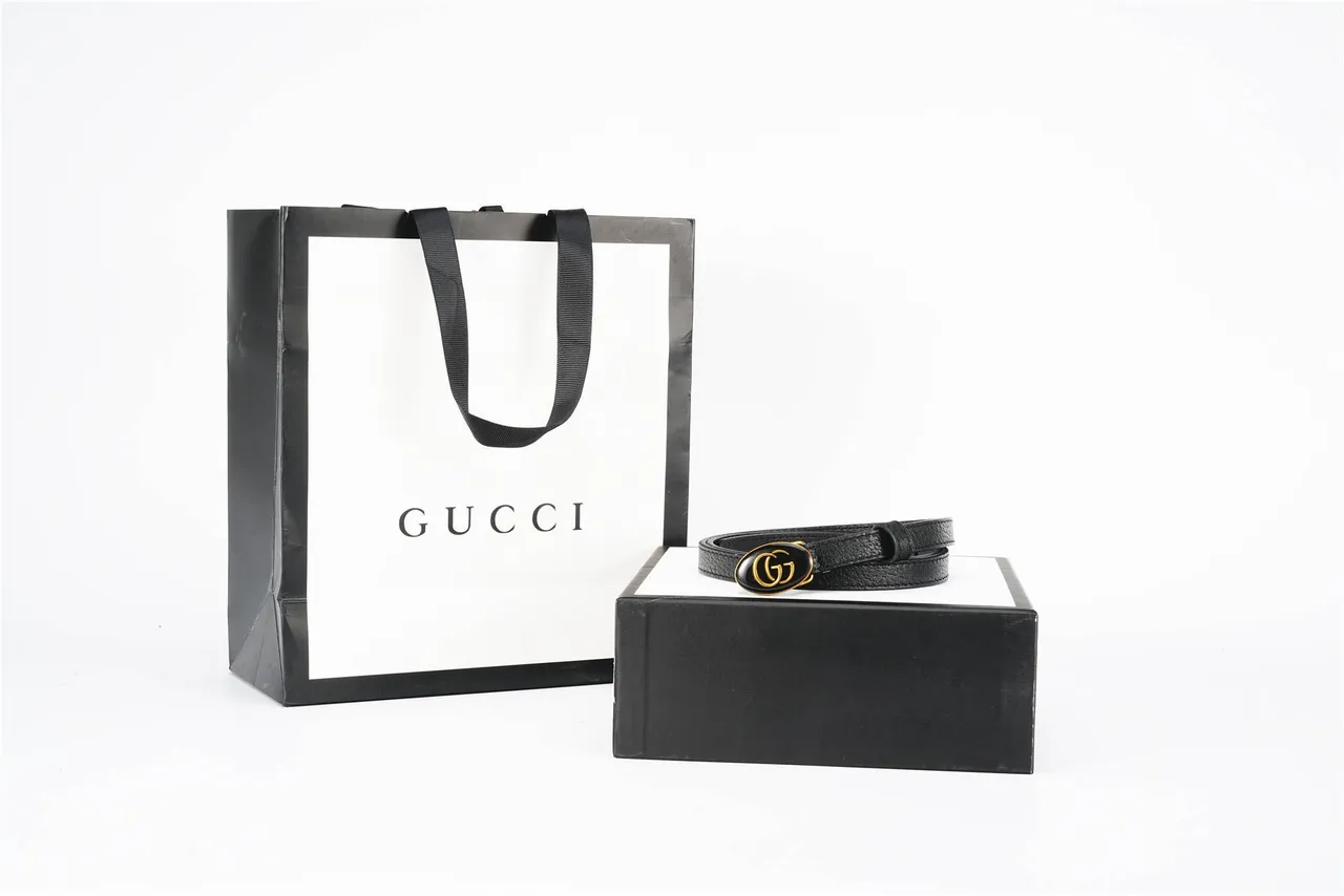 Gucci GG Marmont Black Pebbled Leather Belt 5