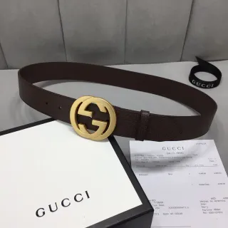 Gucci GG Marmont Brown Pebbled Leather Belt
