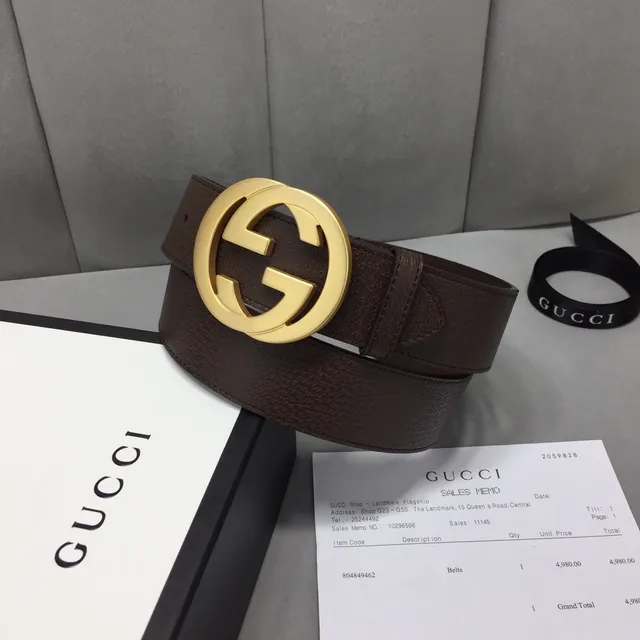 Gucci GG Marmont Brown Pebbled Leather Belt 2