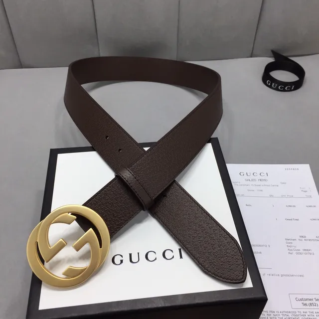 Gucci GG Marmont Brown Pebbled Leather Belt 6
