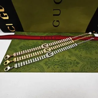 Gucci GG Marmont Crystal-Embellished Interlocking G Chain Bracelets