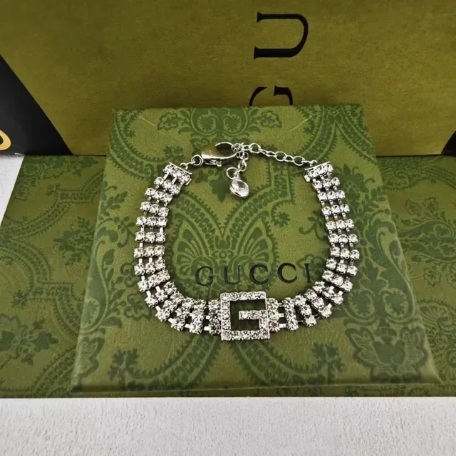 Gucci GG Marmont Crystal-Embellished Interlocking G Chain Bracelets 5