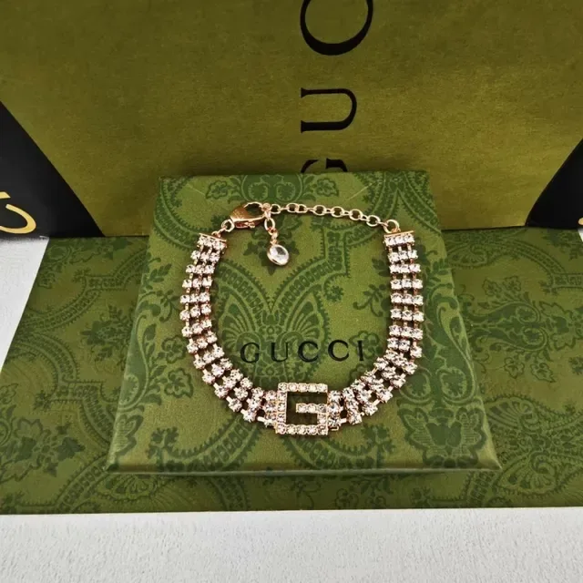 Gucci GG Marmont Crystal-Embellished Interlocking G Chain Bracelets 6