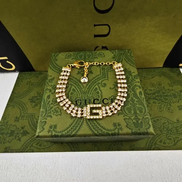 Gucci GG Marmont Crystal-Embellished Interlocking G Chain Bracelets 7