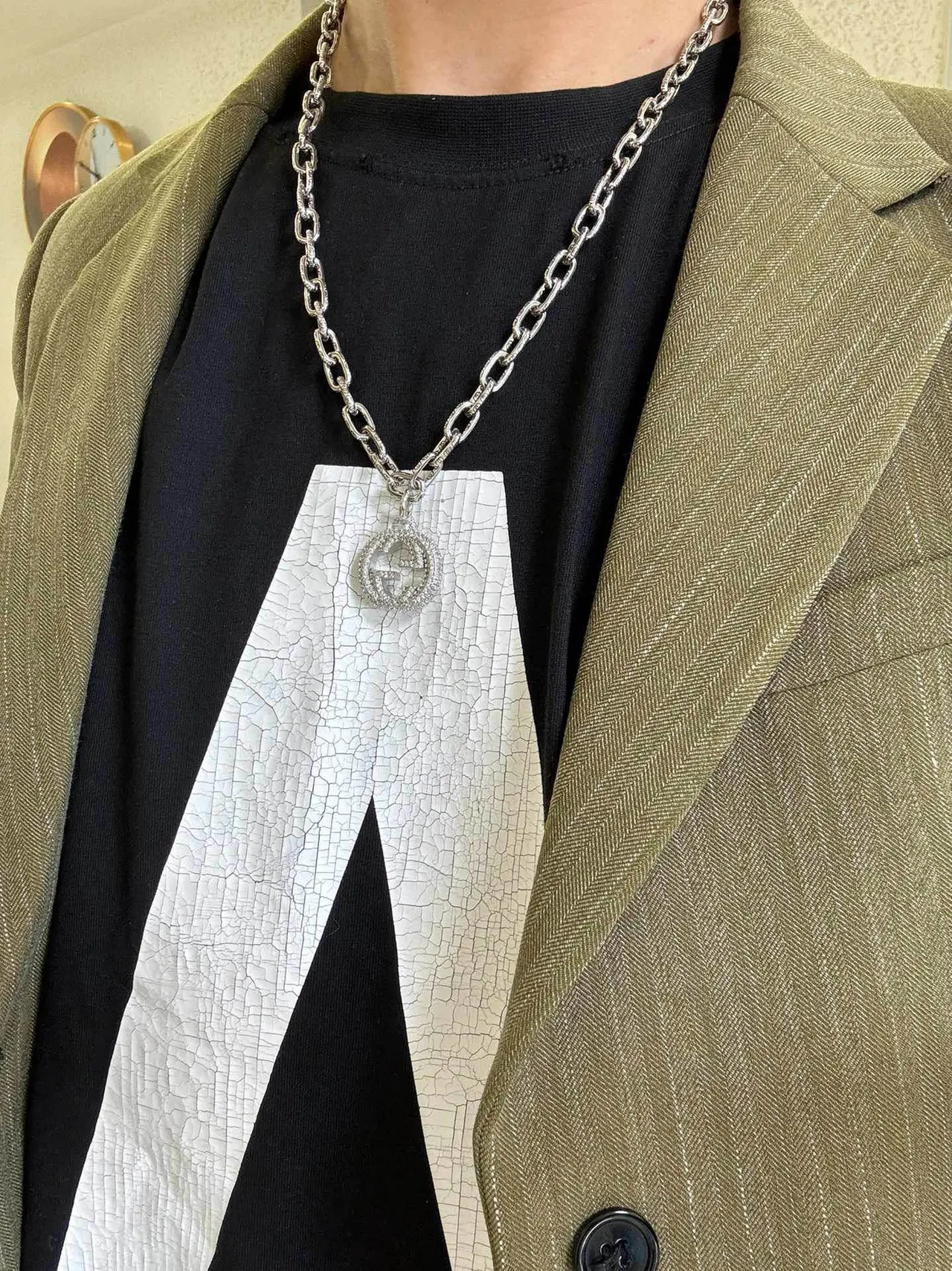 Gucci GG Marmont Crystal-Embellished Silver-Tone Chain Necklace 5