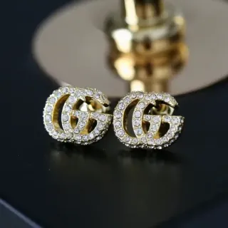 Gucci GG Marmont Crystal-Encrusted Double G Stud Earrings