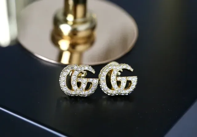Gucci GG Marmont Crystal-Encrusted Double G Stud Earrings 4