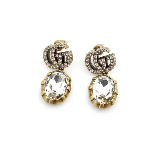 Gucci GG Marmont Double-G Crystal Drop Earrings