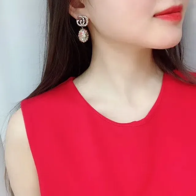 Gucci GG Marmont Double-G Crystal Drop Earrings 5