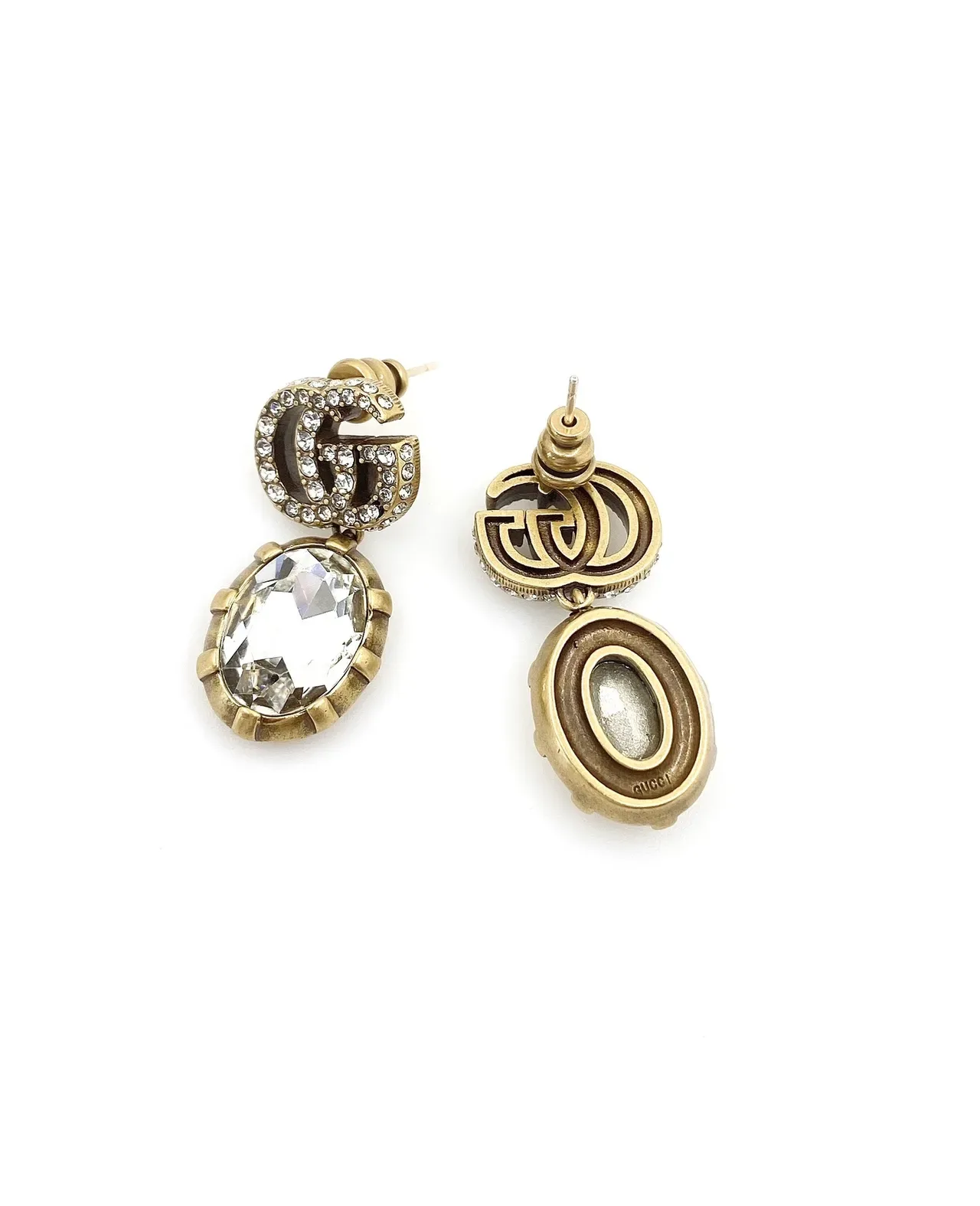 Gucci GG Marmont Double-G Crystal Drop Earrings 6