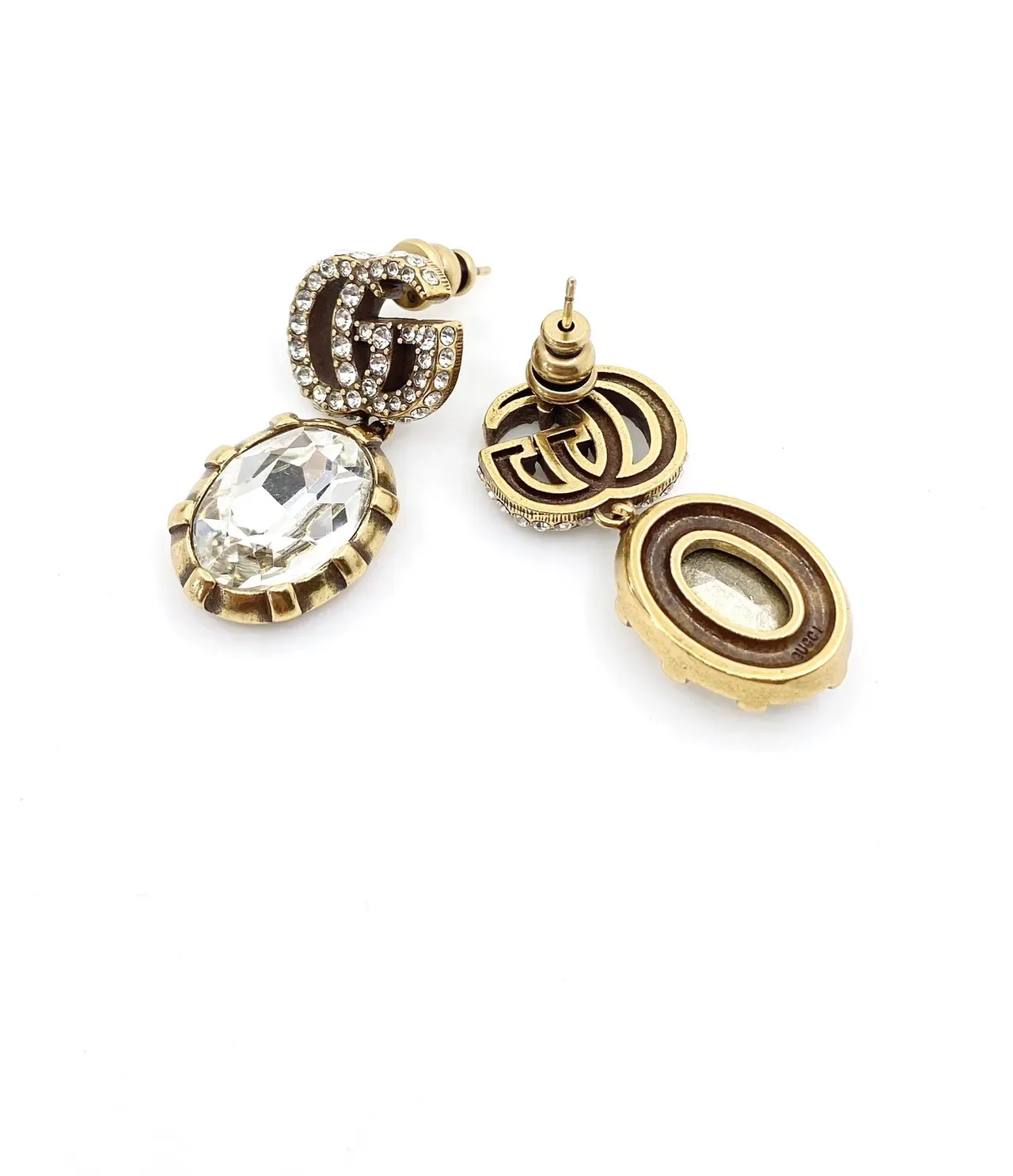 Gucci GG Marmont Double-G Crystal Drop Earrings 8
