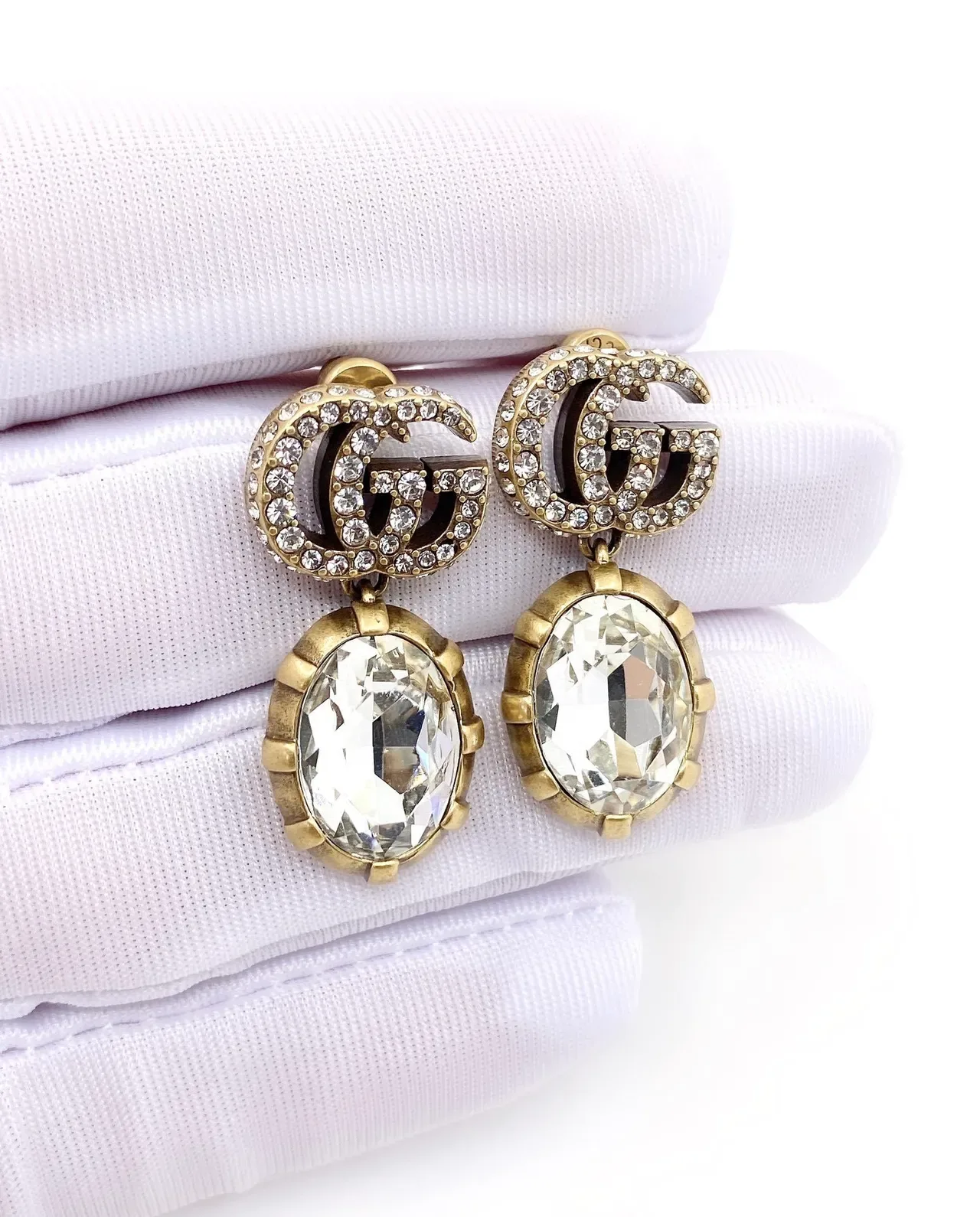 Gucci GG Marmont Double-G Crystal Drop Earrings 9